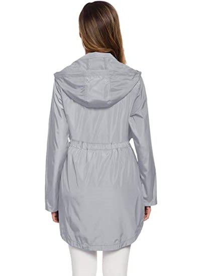 Women's Long Raincoat with Hood Outdoor Lightweight Windbreaker Rain
